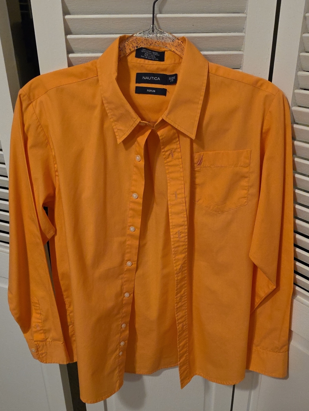 Nautica Men's Vivid Orange Long-Sleeve Button-Down Shirt